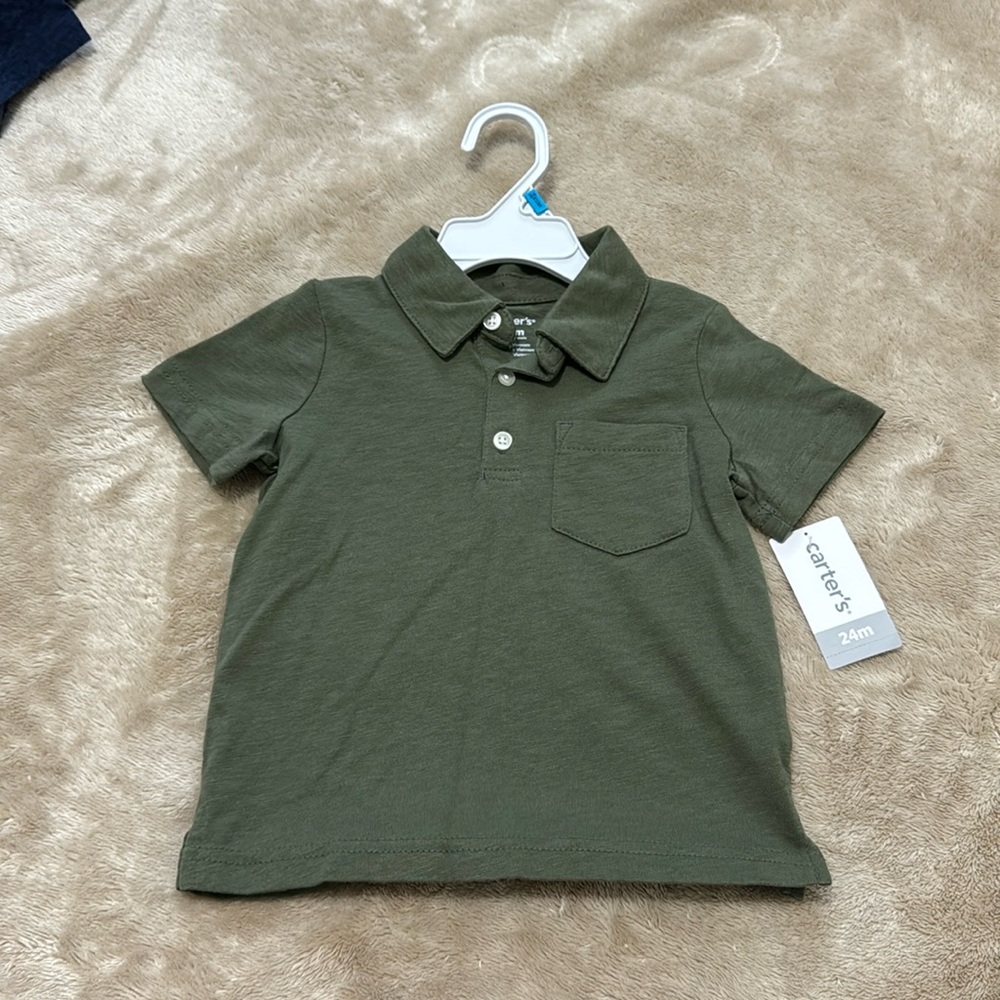 Carters Army green collared shirt
